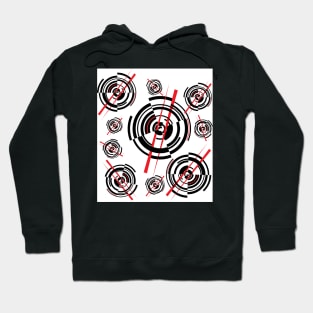 The geometry of sushi. Big in small. Red and black on white Hoodie